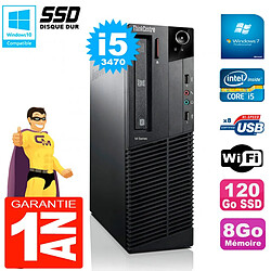 PC Lenovo M92p SFF Core I5-3470 8Go Disque 120Go SSD Graveur DVD Wifi W7 - Occasion