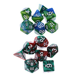 Plastique Dés Jeux de Role Donjons Dragons 14 Dés Jeux de Role Donjons et Dragons D4 D6 D8 D10 D12 D20 Polyédrique Jeu de Dés - Vert Café /Vert Bleu