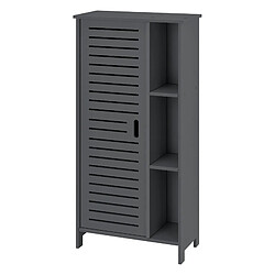 Helloshop26 Meuble colonne pour salle de bain meuble de rangement à porte avec 3 étagères avec compartiments de stockage fermés bois composite 96 x 48 x 24 cm gris foncé 03_0005823 