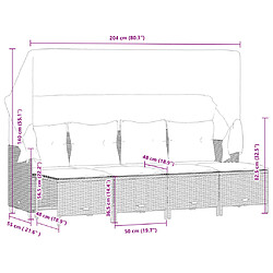 vidaXL Salon de jardin 5 pcs avec coussins noir résine tressée pas cher