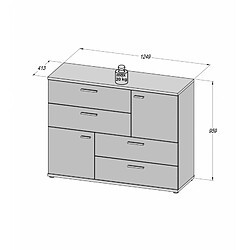 Acheter Meubletmoi Commode 2 portes 4 tiroirs blanc décor béton - DEST