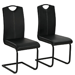 Decoshop26 Lot de 2 chaises de salle à manger cuisine cantilever design contemporain synthétique noir CDS020374 