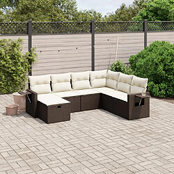 vidaXL Salon de jardin avec coussins 7 pcs marron résine tressée