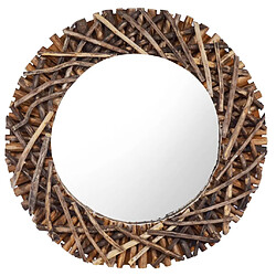 Maison Chic Miroir mural | Miroir Décoration pour Maison Salle de Bain 60 cm Teck Rond -GKD53757