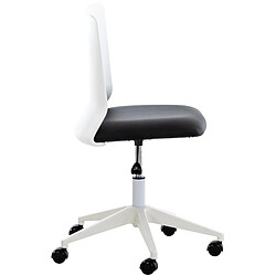 Decoshop26 Chaise de bureau sur roulettes moderne pivotante hauteur réglable plastique blanc et synthétique noir BUR10494