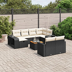 Maison Chic Salon de jardin 11 pcs avec coussins, Ensemble Tables et chaises d'extérieur noir résine tressée -GKD435313