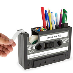 Cassette Distributeur de stylo Porte-stylo Papeterie Organisateur Coupe-ruban Gris