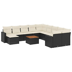 Maison Chic Salon de jardin 12 pcs avec coussins, Ensemble Tables et chaises d'extérieur noir résine tressée -GKD909846