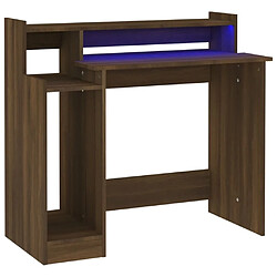 Maison Chic Bureau solide,Table de travail,Bureau d'ordinateur et lumières LED Chêne brun 97x45x90 cm Bois d'ingénierie -GKD87133