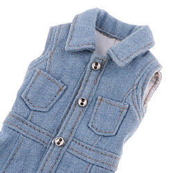 1/3 Poupée Outfit Denim Robe Robe Pour Bjd Poupée Vêtement Accessoire Bleu Clair pas cher