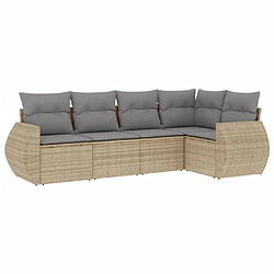 vidaXL Salon de jardin avec coussins 5 pcs beige résine tressée