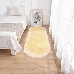 LUUCOZK Tapis moelleux en fausse fourrure Tapis à poils longs pour chambre à coucher SalonChambre-Beige-60x160cm ovale 