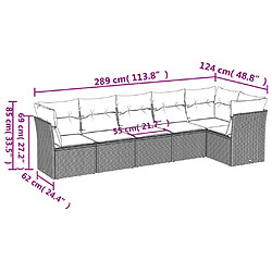 Acheter vidaXL Salon de jardin avec coussins 6 pcs marron résine tressée