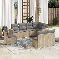 vidaXL Salon de jardin avec coussins 8 pcs beige résine tressée 