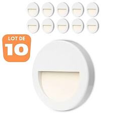 BRAYTRON Lot de 10 spots LED mural VEKTAB1 rond blanc 3W 3000K IP65