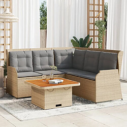 vidaXL Salon de jardin avec coussins 4 pcs beige résine tressée 