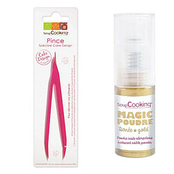 Scrapcooking Pince à Pâtisserie + Poudre alimentaire irisée dorée