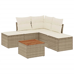 vidaXL Salon de jardin avec coussins 6 pcs beige résine tressée