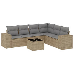 Maison Chic Salon de jardin avec coussins 7 pcs, Ensemble Tables et chaises de jardin, beige résine tressée -GKD142593 