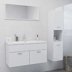 ComfortXL Ensemble De Meubles De Salle De Bain Blanc Brillant Aggloméré 