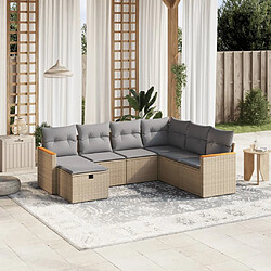 vidaXL Salon de jardin avec coussins 7pcs mélange beige résine tressée 