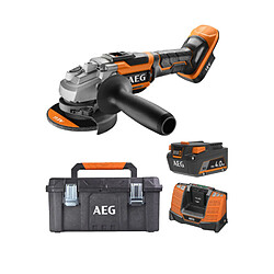 Pack AEG 18V - Meuleuse Brushless 125 mm - Batterie 4.0 Ah - Chargeur - Caisse de rangement