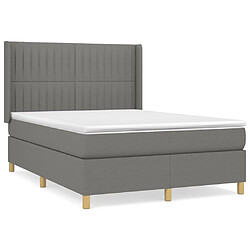 vidaXL Sommier à lattes de lit avec matelas Gris foncé 140x200cm Tissu