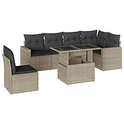 vidaXL Salon de jardin avec coussins 7 pcs gris clair résine tressée