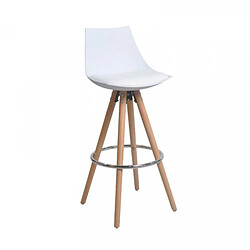 Dansmamaison Tabouret de bar Simili cuir Blanc/Hêtre - LULO Tabouret de bar Simili cuir Blanc/Hêtre - LULO - L 41 x l 40.5 x H 99 cm