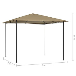 Acheter vidaXL Belvédère 3x3x2,6 m Taupe 160 g/m²