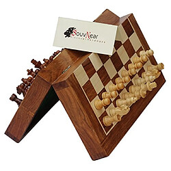 SouvNear 105 Wood Chess Set - Handmade Premium Magnetic Folding Chess Board - Wooden Travel Staunton Chess Game with Built in Storage - Christmas & Holiday Gift Deals 