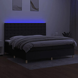 Avis vidaXL Sommier à lattes de lit et matelas et LED Noir 200x200 cm Tissu