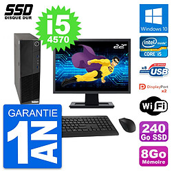 PC Lenovo M83 SFF Ecran 22" Intel Core i5-4570 RAM 8Go SSD 240Go Windows 10 Wifi - Occasion