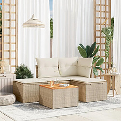 vidaXL Salon de jardin avec coussins 5 pcs beige résine tressée 