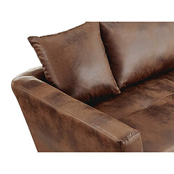 Vente-Unique Canapé d'angle droit convertible en microfibre vieillie marron ROMANE II pas cher