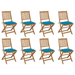 vidaXL Chaises pliables d'extérieur et coussins lot de 8 Bois d'acacia