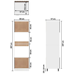 vidaXL Armoire à micro-ondes Blanc 60x57x207 cm Bois d’ingénierie pas cher