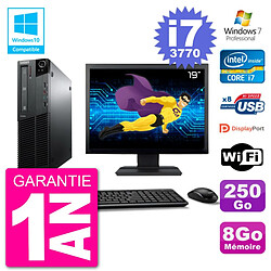 PC Lenovo M82 SFF Ecran 19" i7-3770 RAM 8Go Disque 250Go Graveur DVD Wifi W7 · Occasion 