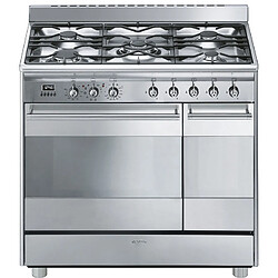 Piano de cuisson gaz 90cm 70l 5 feux inox - scb92px8 - SMEG