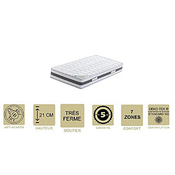 Provence Literie Lot de 2 Matelas Mémoire de Forme 62 Kg/m3 + 2 Alèses 100x200 x 21 cm Très Ferme + 2 Oreillers Visco - 7 Zones de Confort - Noyau Aertech+ 35 Kg/m3 HR Haute Densité - Hypoallergénique