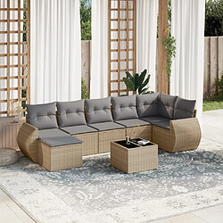 Maison Chic Salon de jardin avec coussins 8 pcs | Ensemble de Table et chaises | Mobilier d'Extérieur beige résine tressée -GKD42430