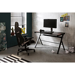 Pegane Bureau d'ordinateur / table de jeu en métal coloris noir + LED - Longueur 120 x Hauteur 73 x Profondeur 60 cm pas cher