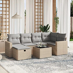 vidaXL Salon de jardin avec coussins 7pcs mélange beige résine tressée 