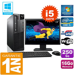 PC Lenovo M92p SFF Core I5-3470 Ram 16Go Disque 250 Go Wifi W7 Ecran 19" - Occasion