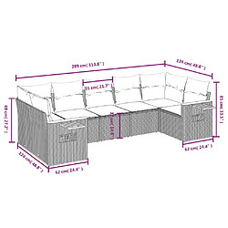 vidaXL Salon de jardin avec coussins 7 pcs gris résine tressée pas cher