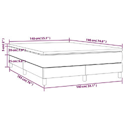 vidaXL Sommier à lattes de lit et matelas Gris foncé 140x190cm Velours pas cher