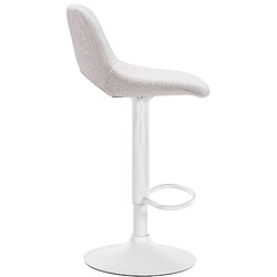 Decoshop26 Tabourets de bar chaises haute x2 avec repose-pieds en tissu crème piètement métallique blanc 10_0004099 pas cher