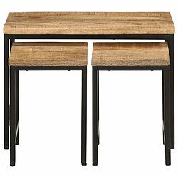 Avis Maison Chic Lot de 3 Tables basses gigognes pour salon | Table à café bois de manguier massif brut et fer -GKD12714