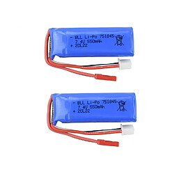 2pcs Batteries au Lithium 751845 7.4V 550mAh pour Voiture Wltoys K969 K979 K989 K999 P929 P939 Haute Vitesse Télécommande