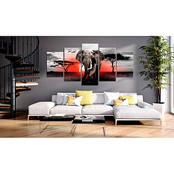 Decoshop26 Tableau toile de décoration murale impression premium en 5 parties sur châssis en bois motif Éléphant solitaire 100x50 cm 11_0015018